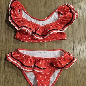Janie and Jack Red Ruffled Bikini Set